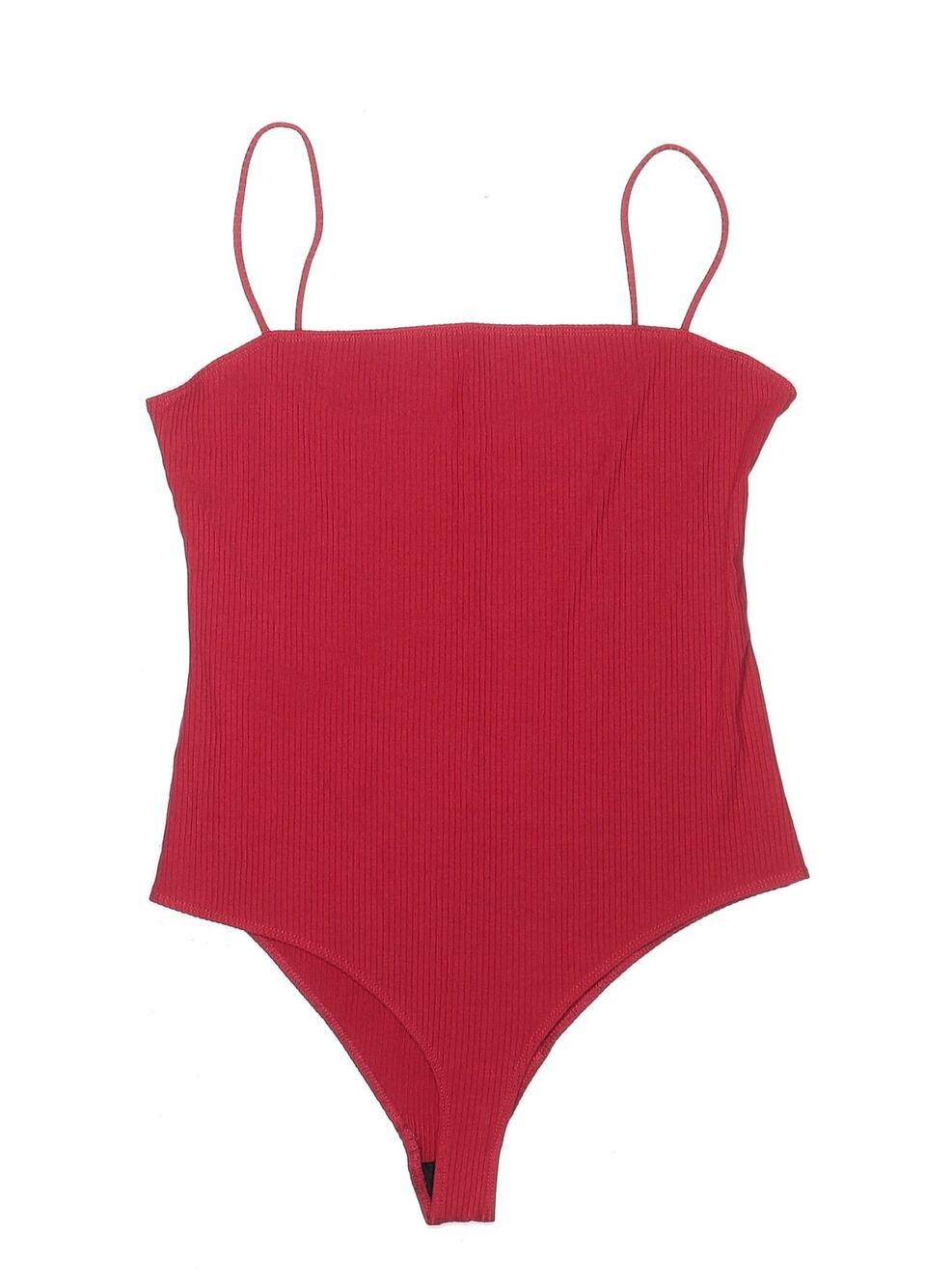 Reformation "Crystal" Ruby Red Ribbed Bodysuit Sz. XL